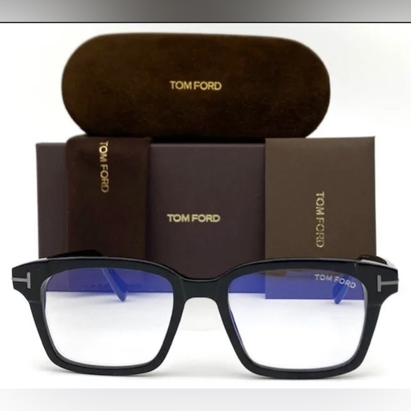 Tom Ford FT5661-B 001 Shiny Black / Blue Block 51mm Eyeglasses TF5661-B - Picture 2 of 5